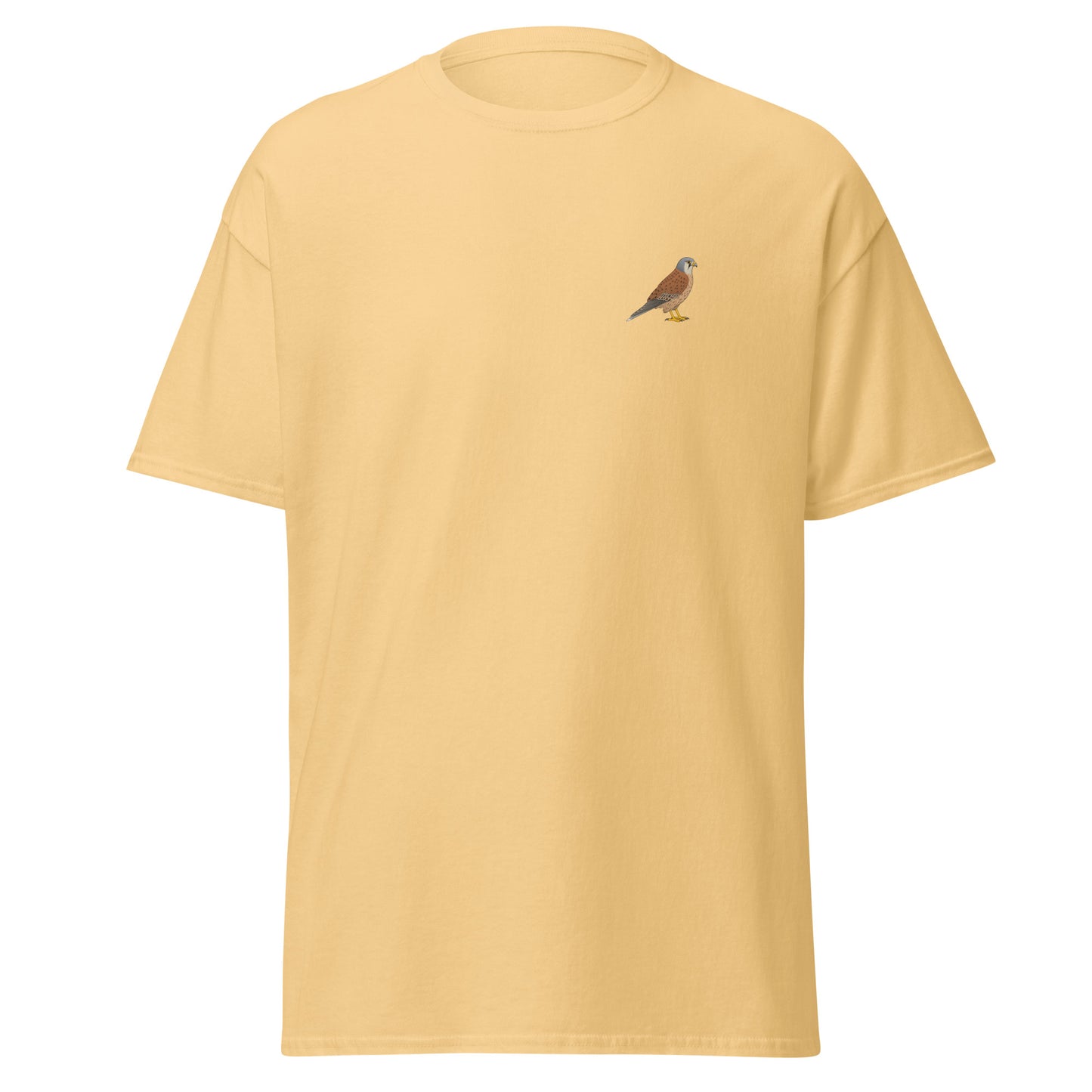 Kestrel unisex bird T-shirt in Yellow Haze
