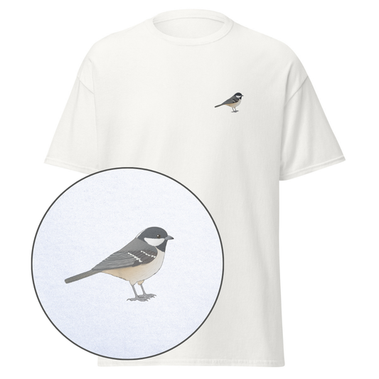 Birdex white default mockup - Coal Tit Unisex Tee