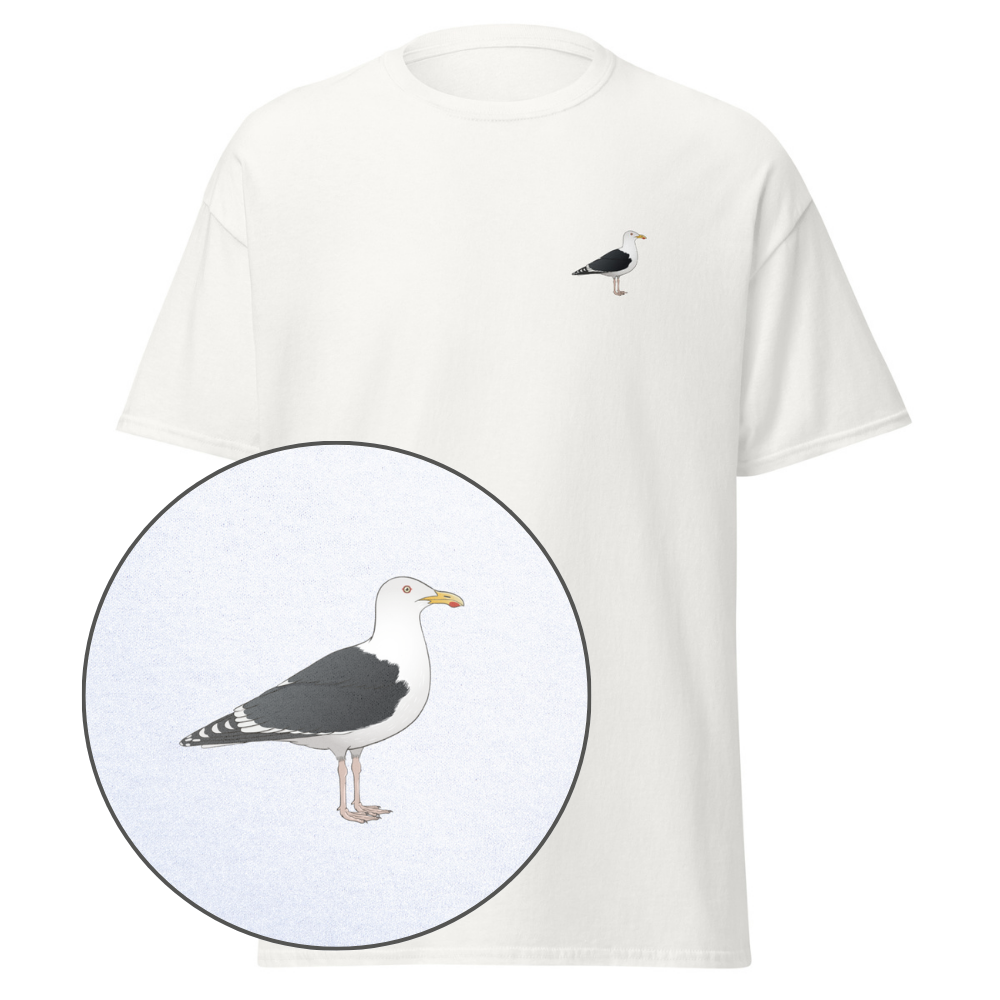 Birdex white default mockup - Great Black Backed Gull Unisex Tee