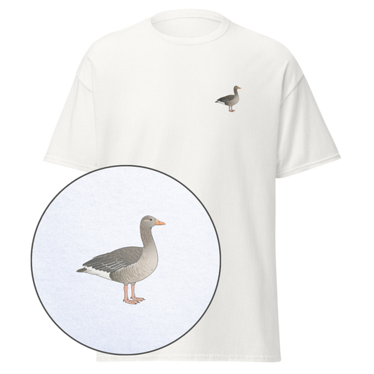 Birdex white default mockup - Greylag Goose Unisex Tee