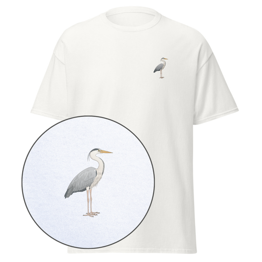 Birdex white default mockup - Heron Unisex Tee