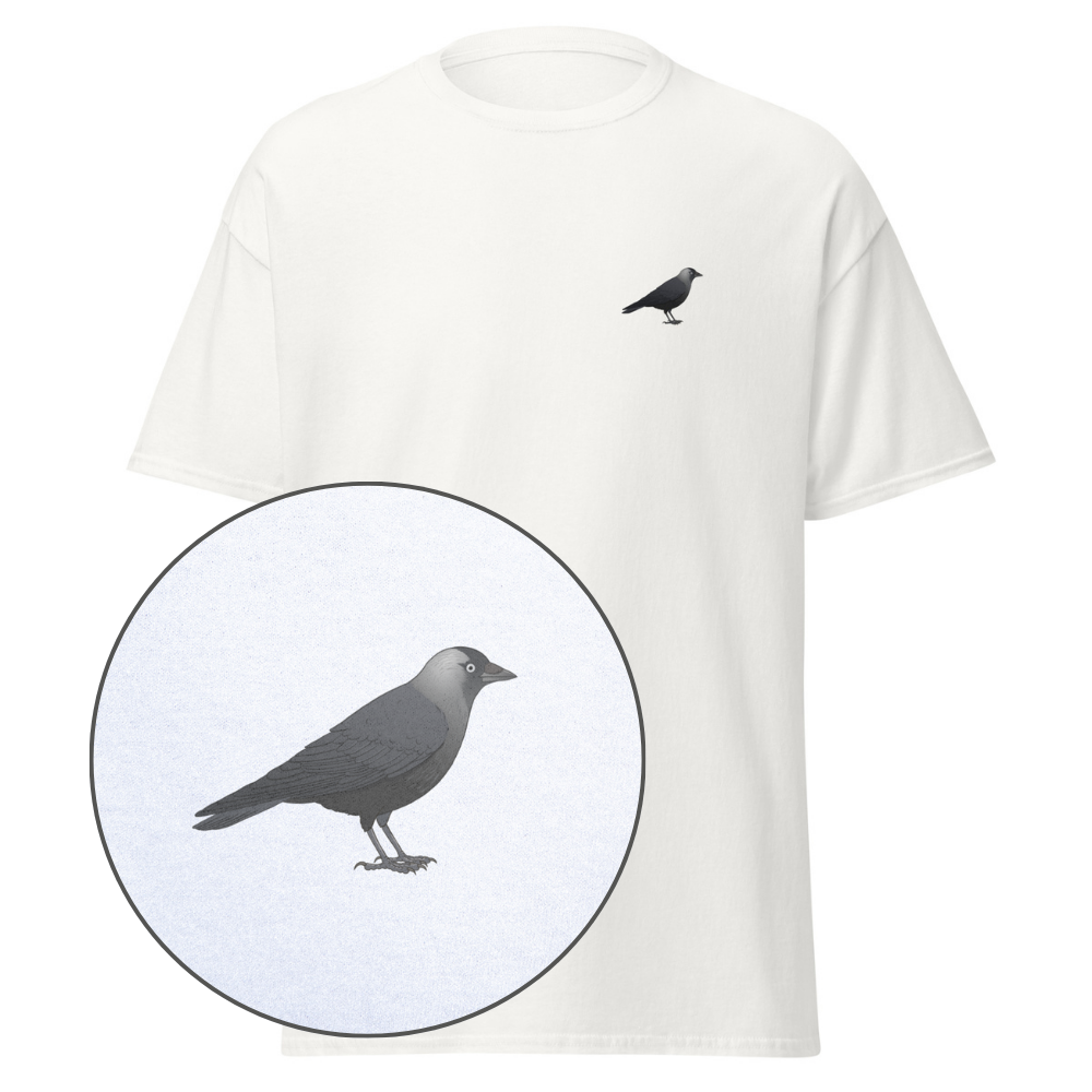 Birdex white default mockup - Jackdaw Unisex Tee