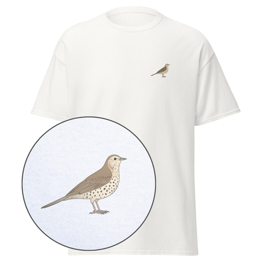Birdex white default mockup - Mistle Thrush Unisex Tee