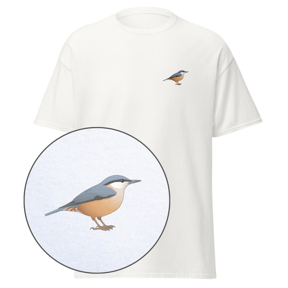 Birdex white default mockup - Nuthatch Unisex Tee