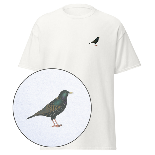 Birdex white default mockup - Starling Unisex Tee