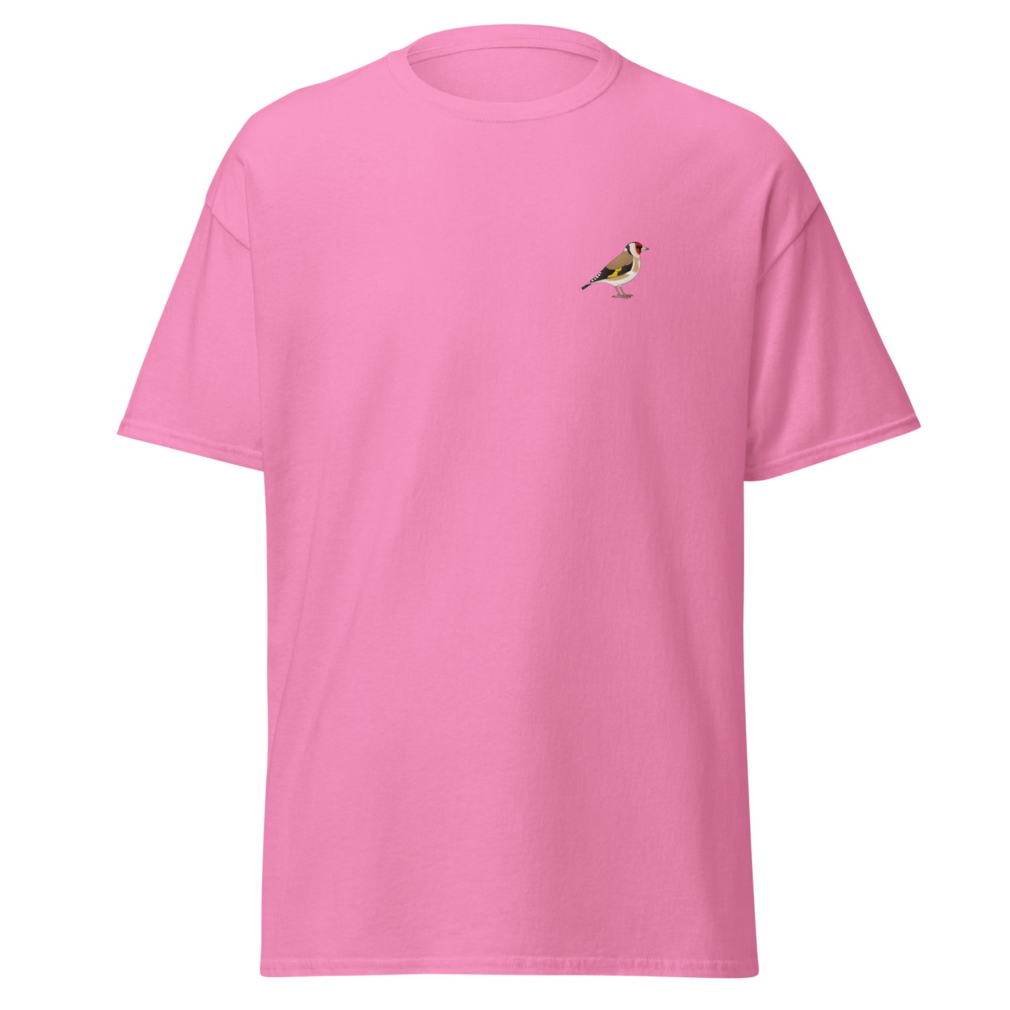 Goldfinch unisex bird T-shirt in Azalea