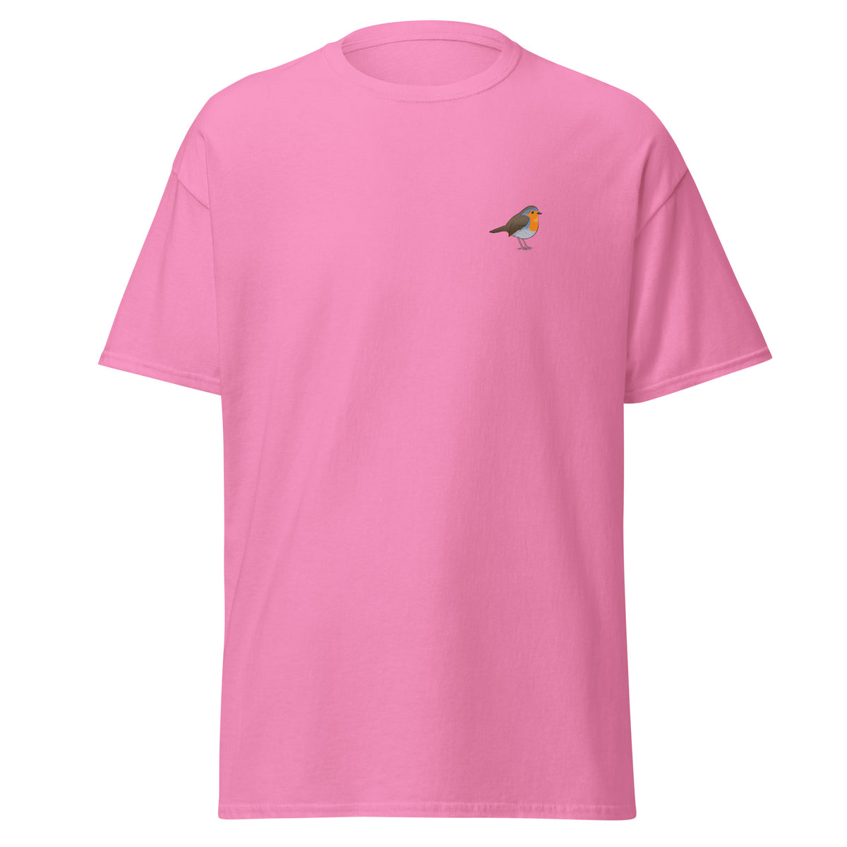 Robin unisex bird T-shirt in Azalea
