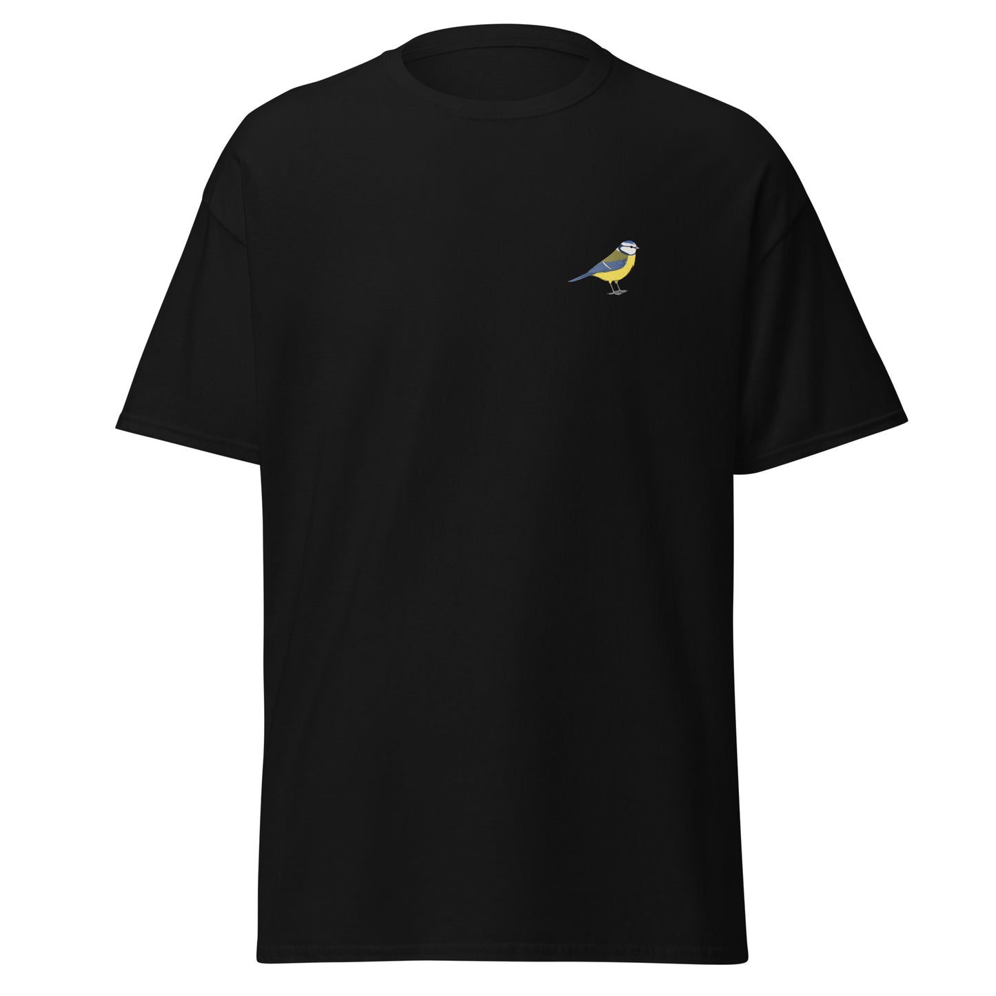 Blue Tit unisex bird T-shirt in Black