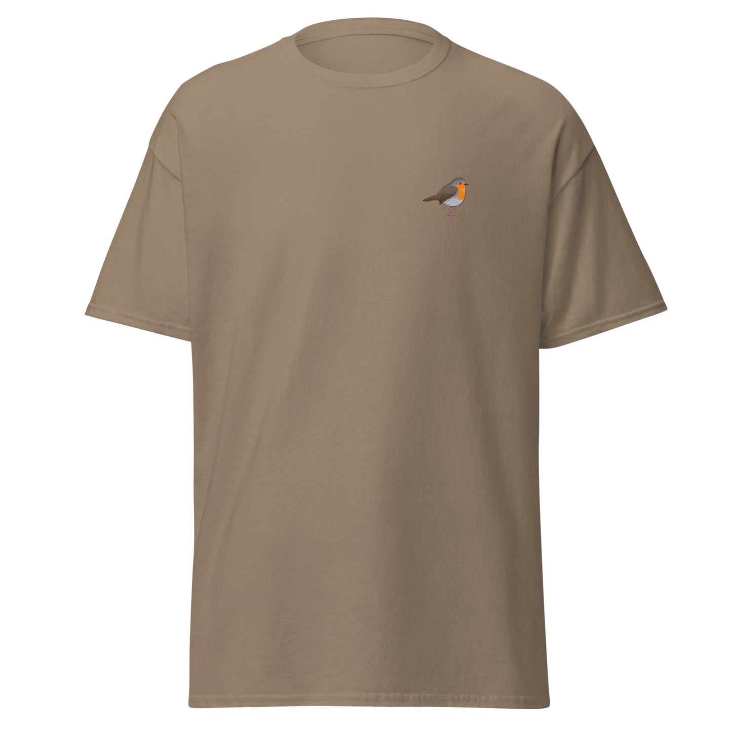 Robin unisex bird T-shirt in Brown Savana