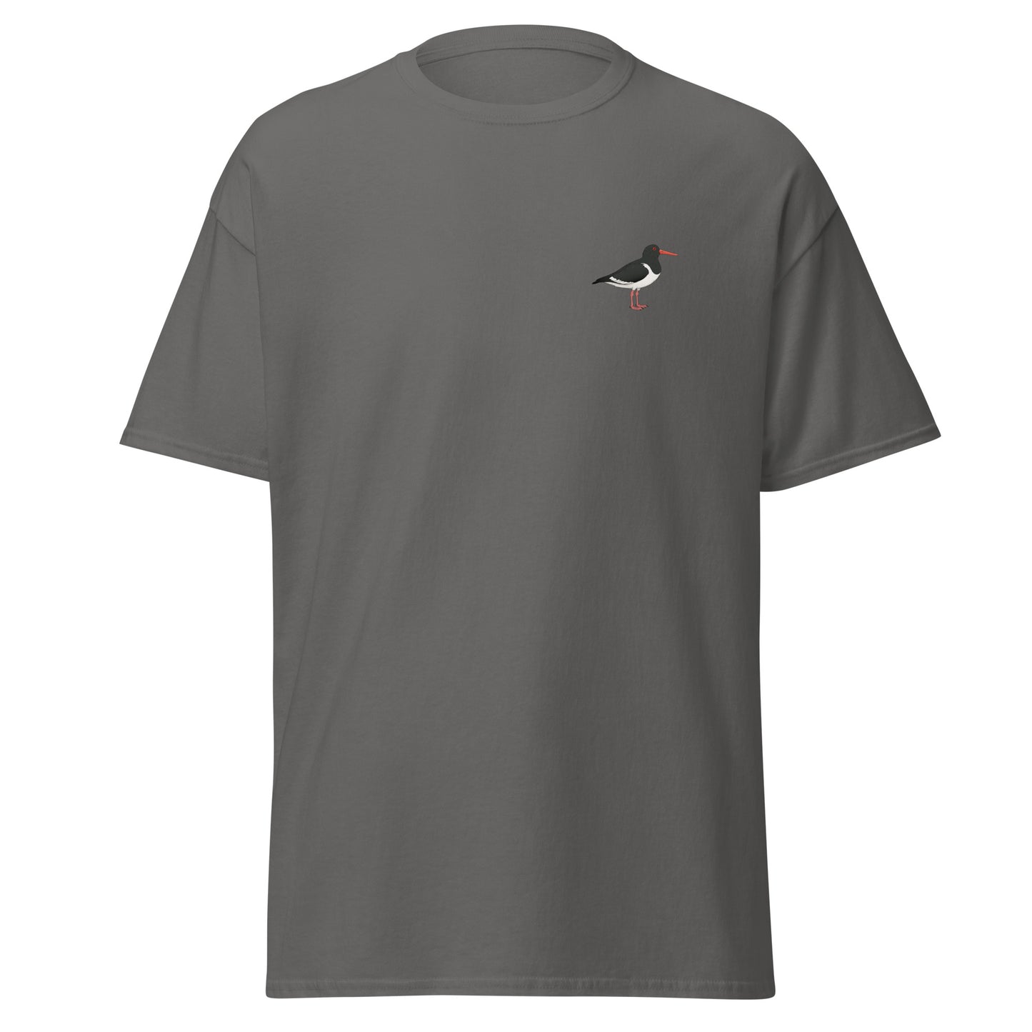 Oystercatcher unisex bird T-shirt in Charcoal
