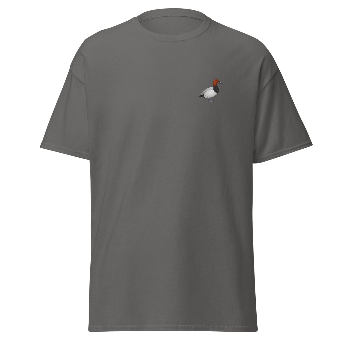 Pochard unisex bird T-shirt in Charcoal