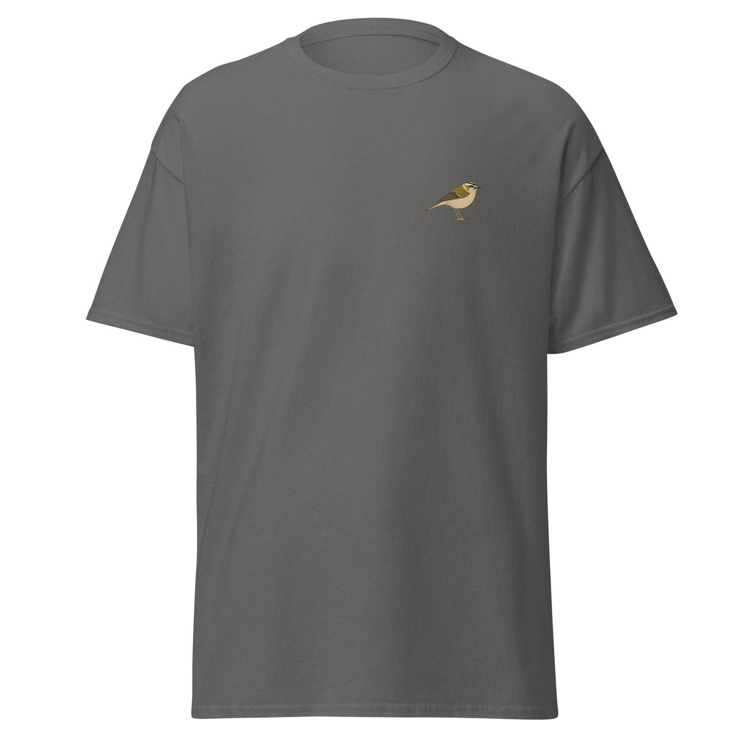 Firecrest unisex bird T-shirt in Charcoal