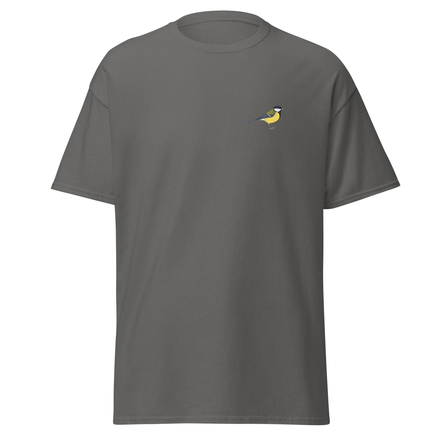 Great Tit unisex bird T-shirt in Charcoal