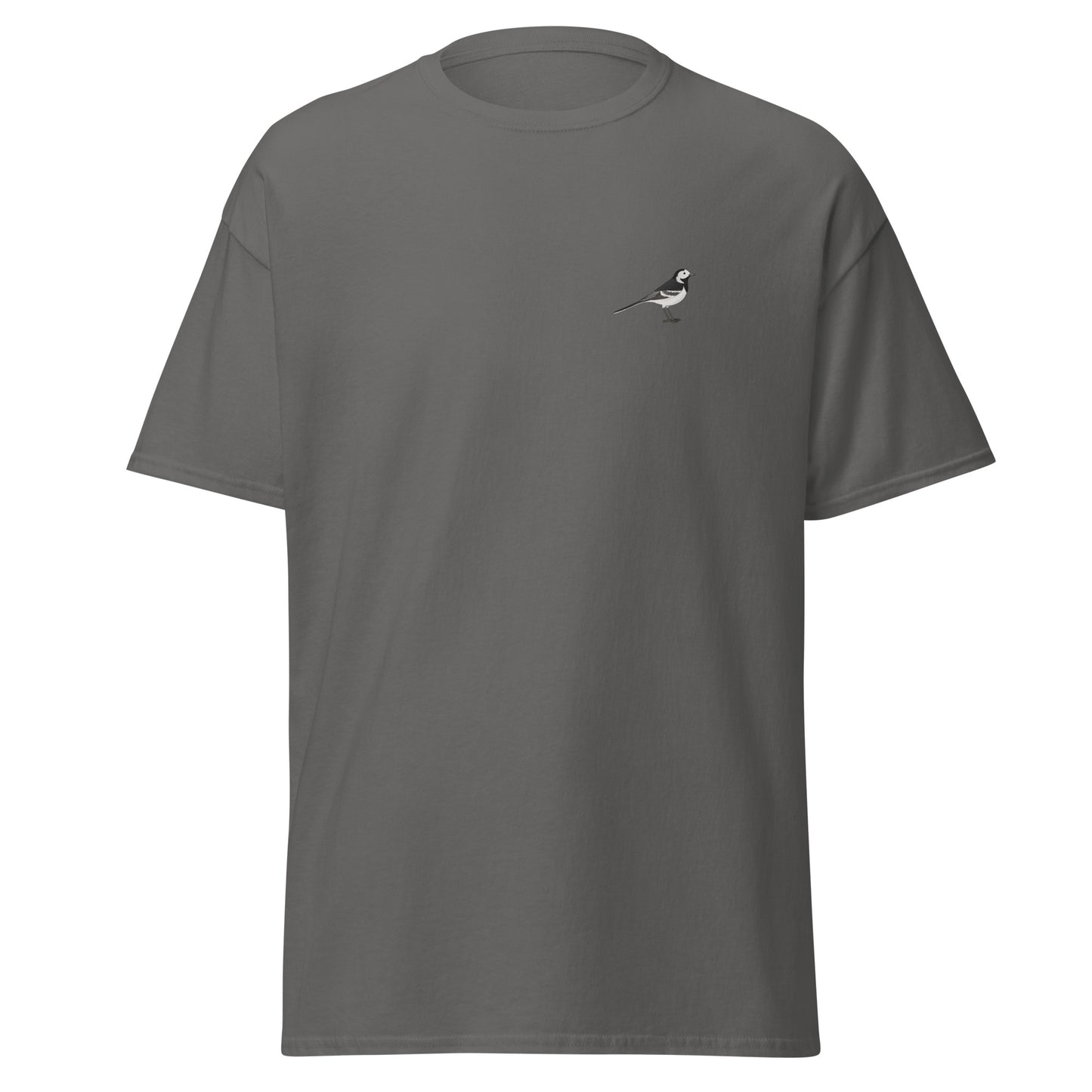 Pied Wagtail unisex bird T-shirt in Charcoal