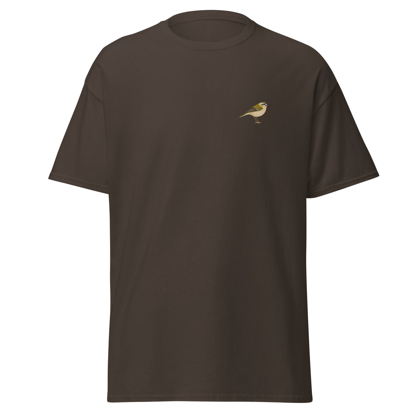 Firecrest unisex bird T-shirt in Dark Chocolate