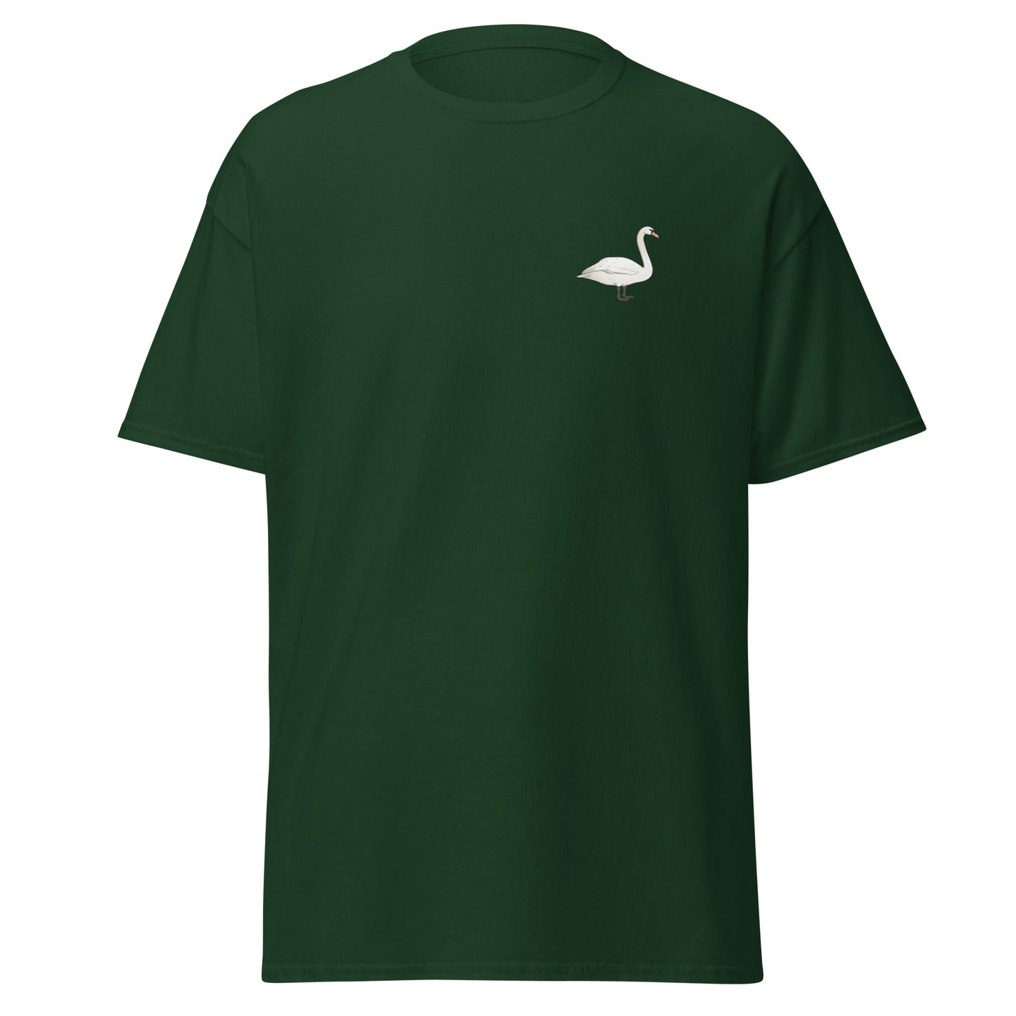 Mute Swan unisex bird T-shirt in Forest Green