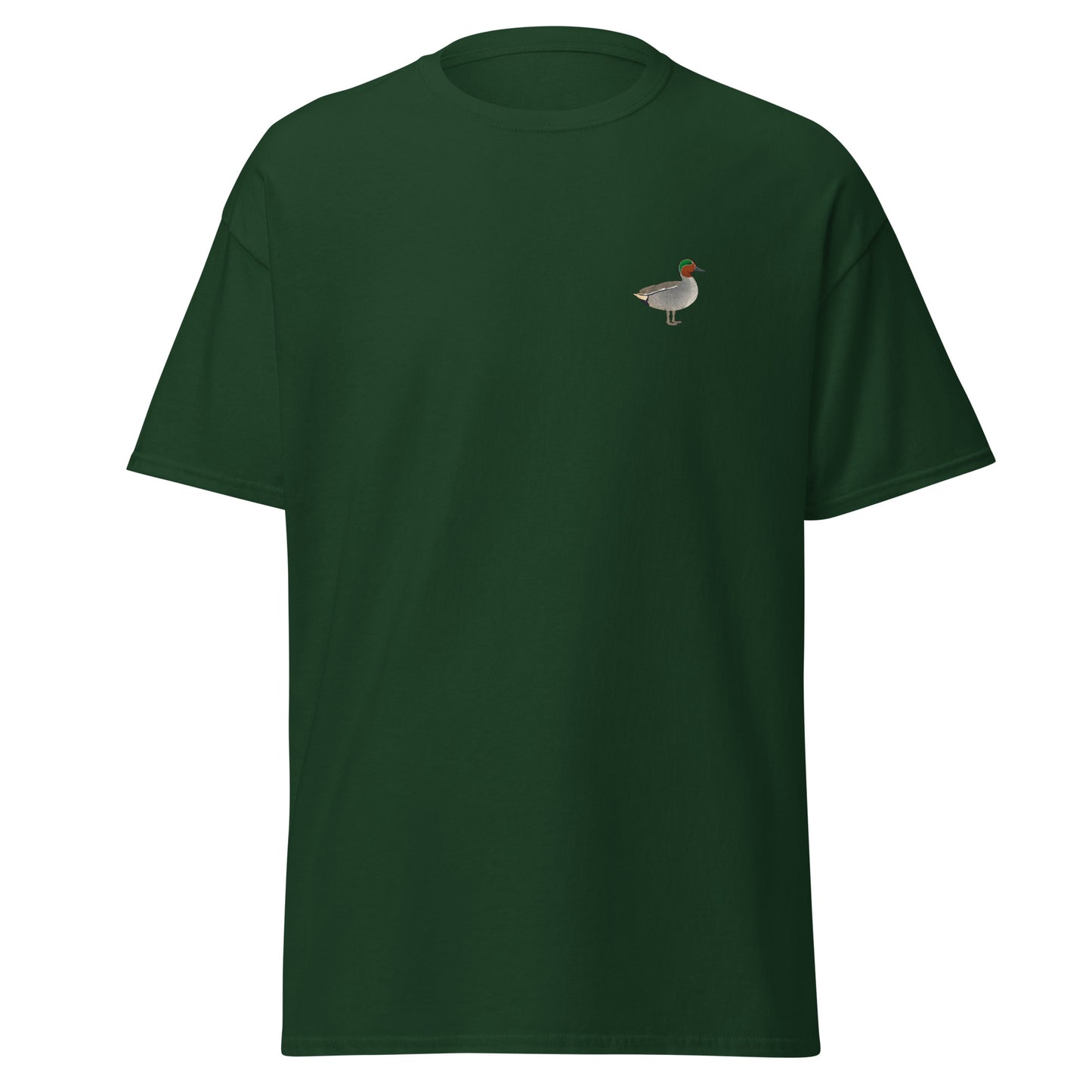 Teal unisex bird T-shirt in Forest Green