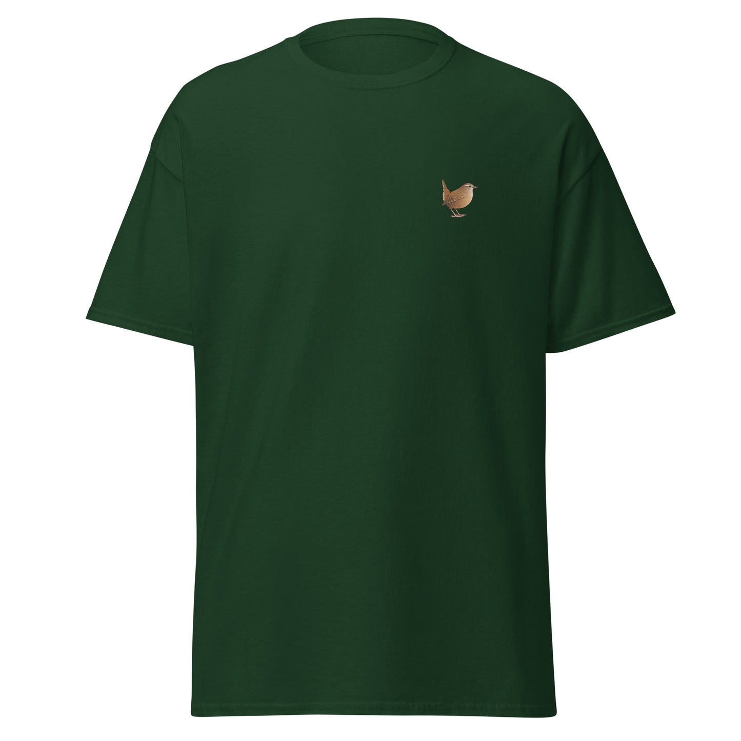 Wren unisex bird T-shirt in Forest Green