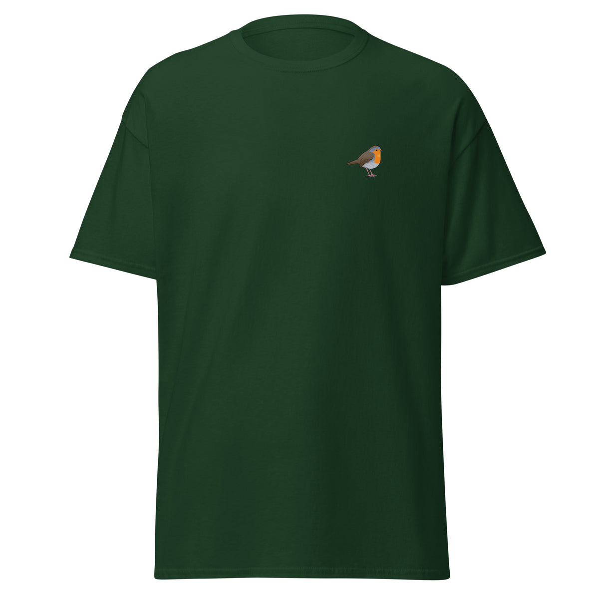 Robin unisex bird T-shirt in Forest Green