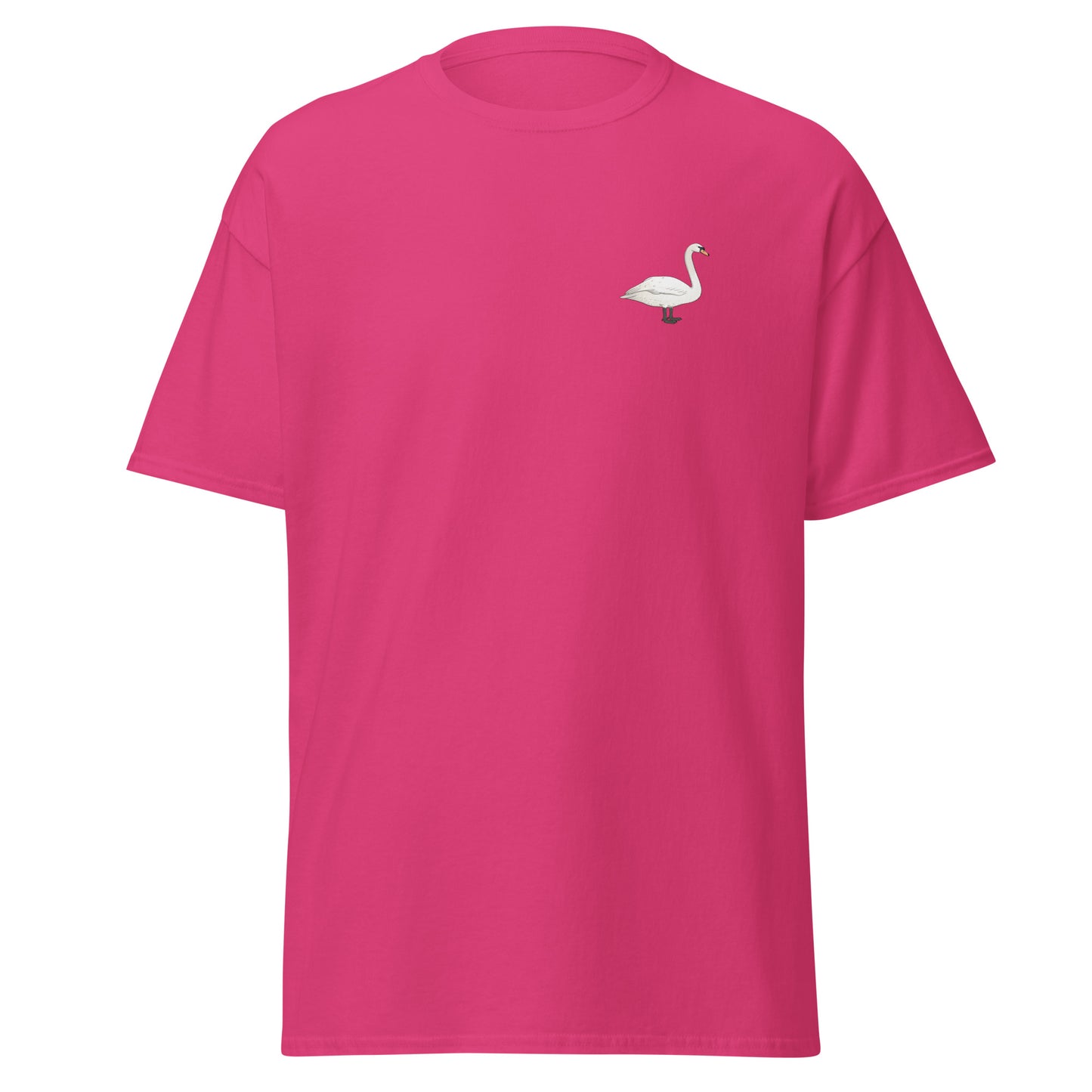 Mute Swan unisex bird T-shirt in Heliconia