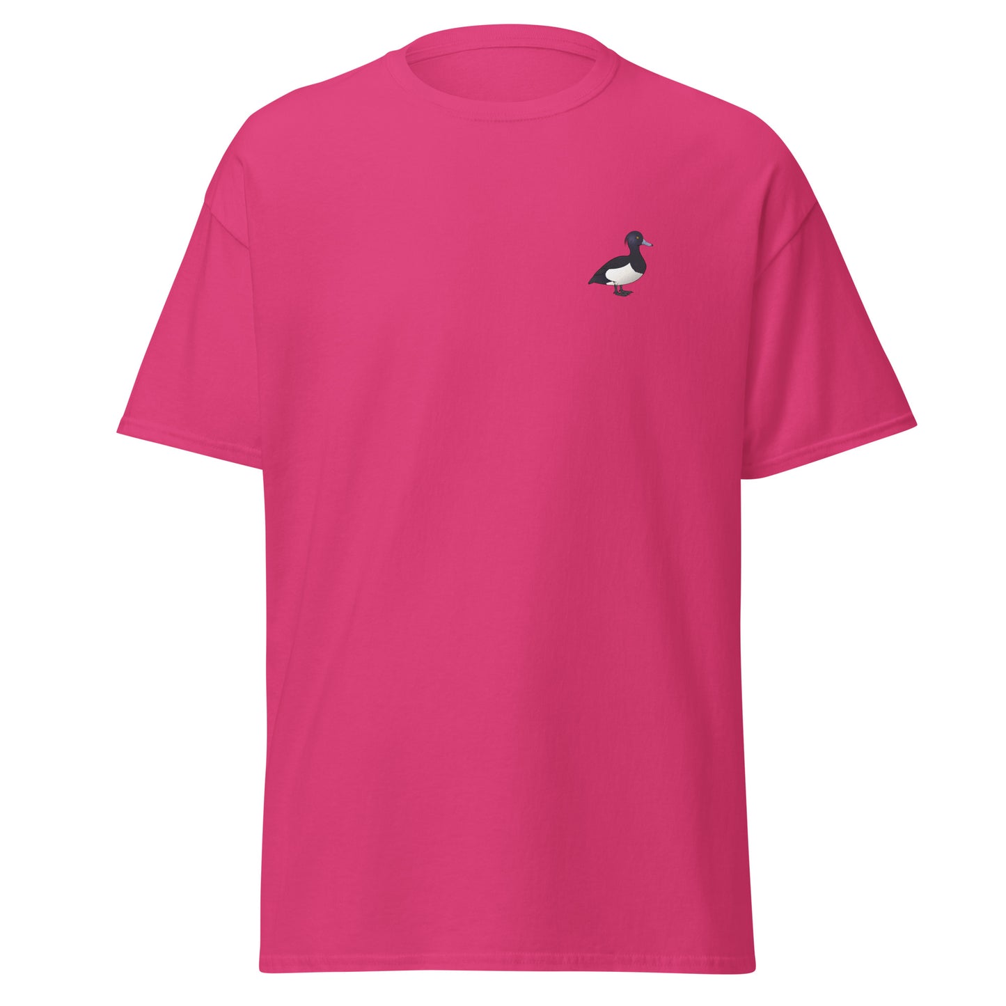 Tufted Duck unisex bird T-shirt in Heliconia