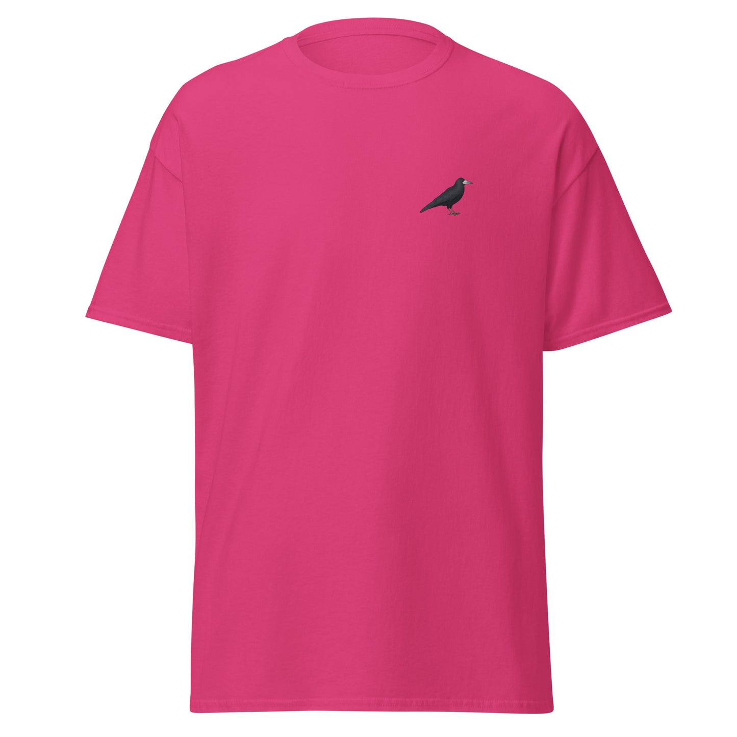Rook unisex bird T-shirt in Heliconia