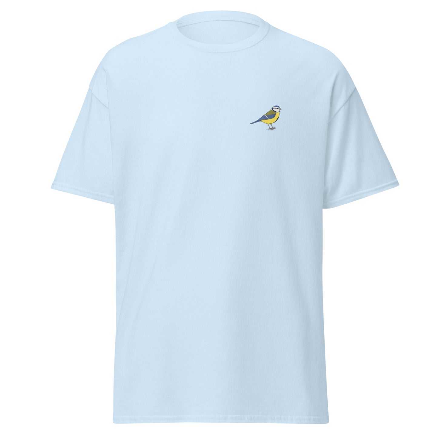 Blue Tit unisex bird T-shirt in Light Blue