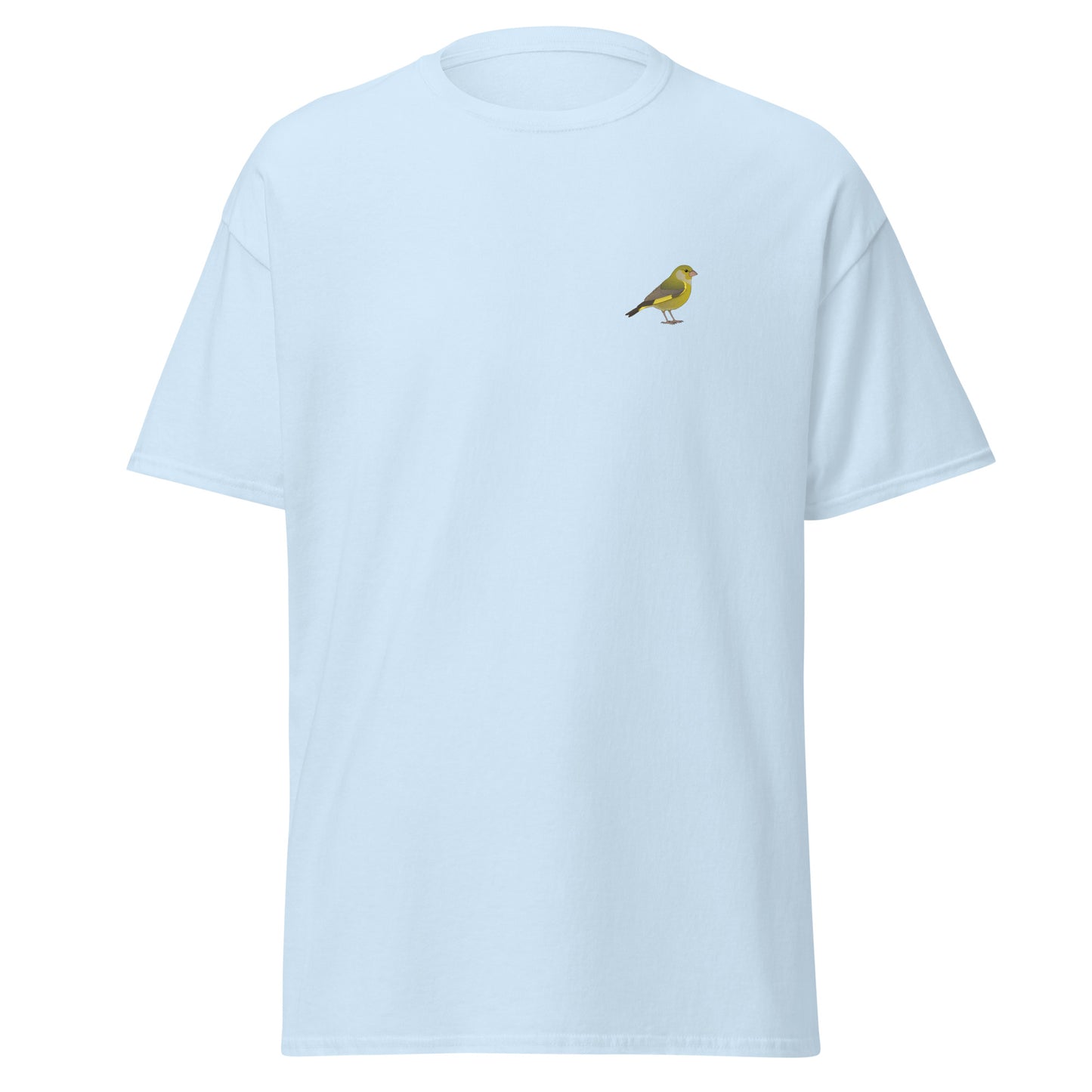 Greenfinch unisex bird T-shirt in Light Blue