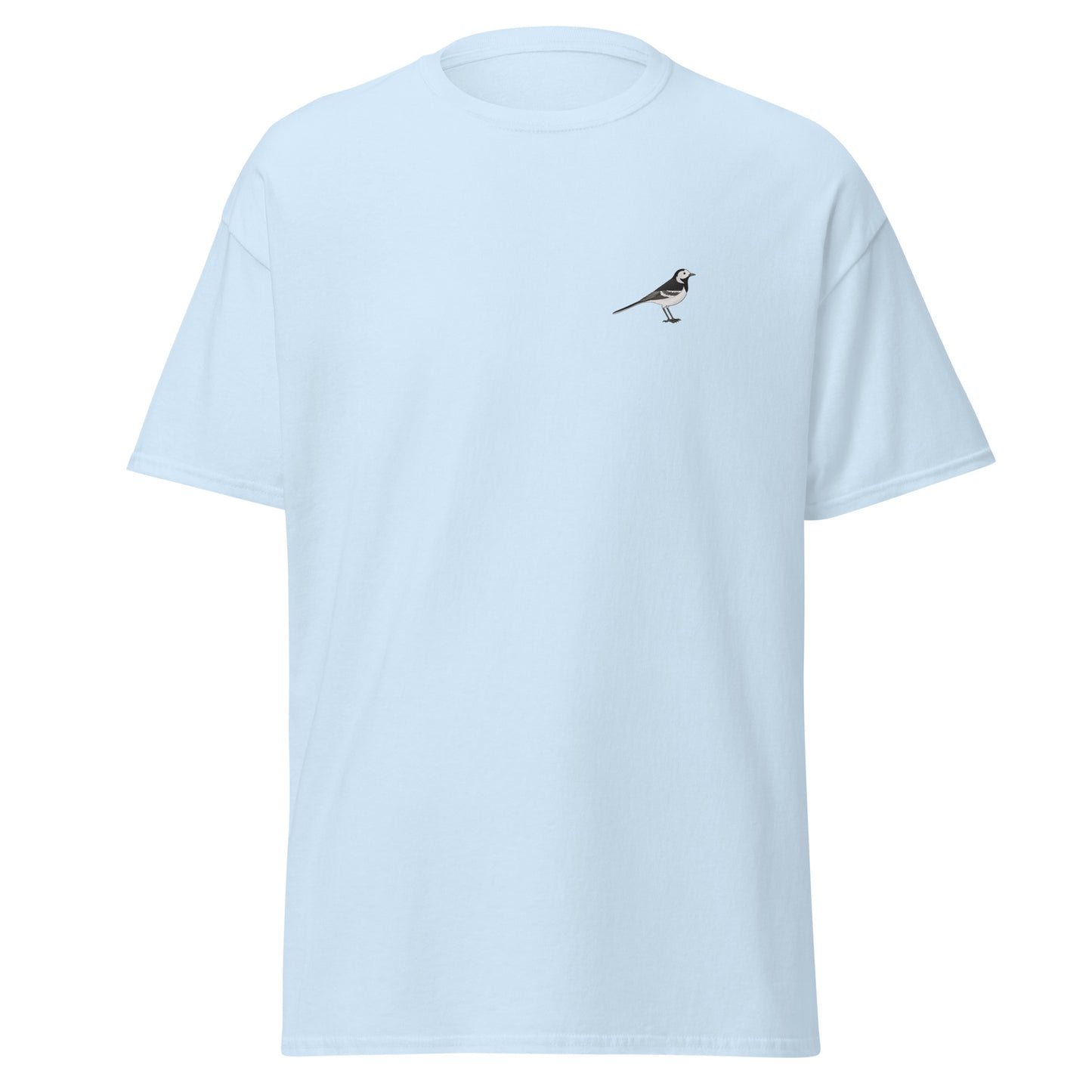 Pied Wagtail unisex bird T-shirt in Light Blue