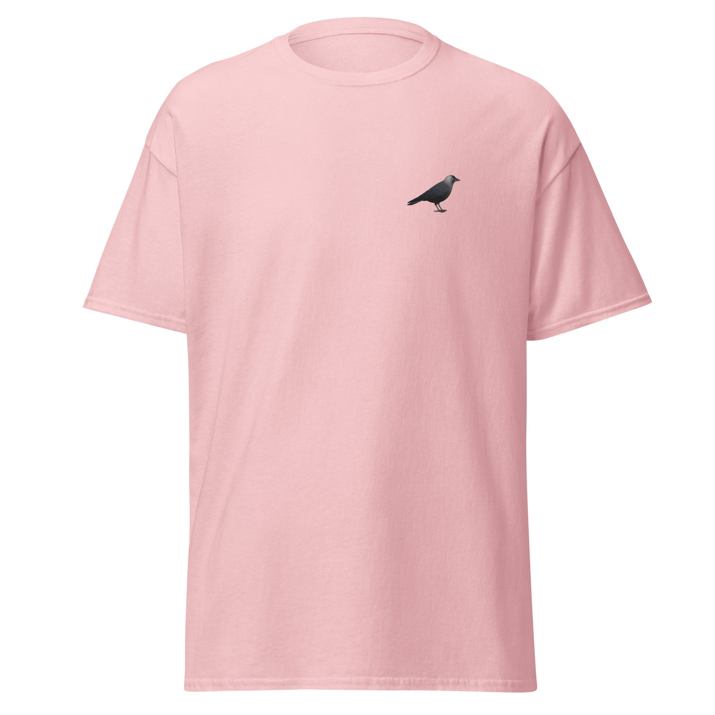 Jackdaw unisex bird T-shirt in Light Pink