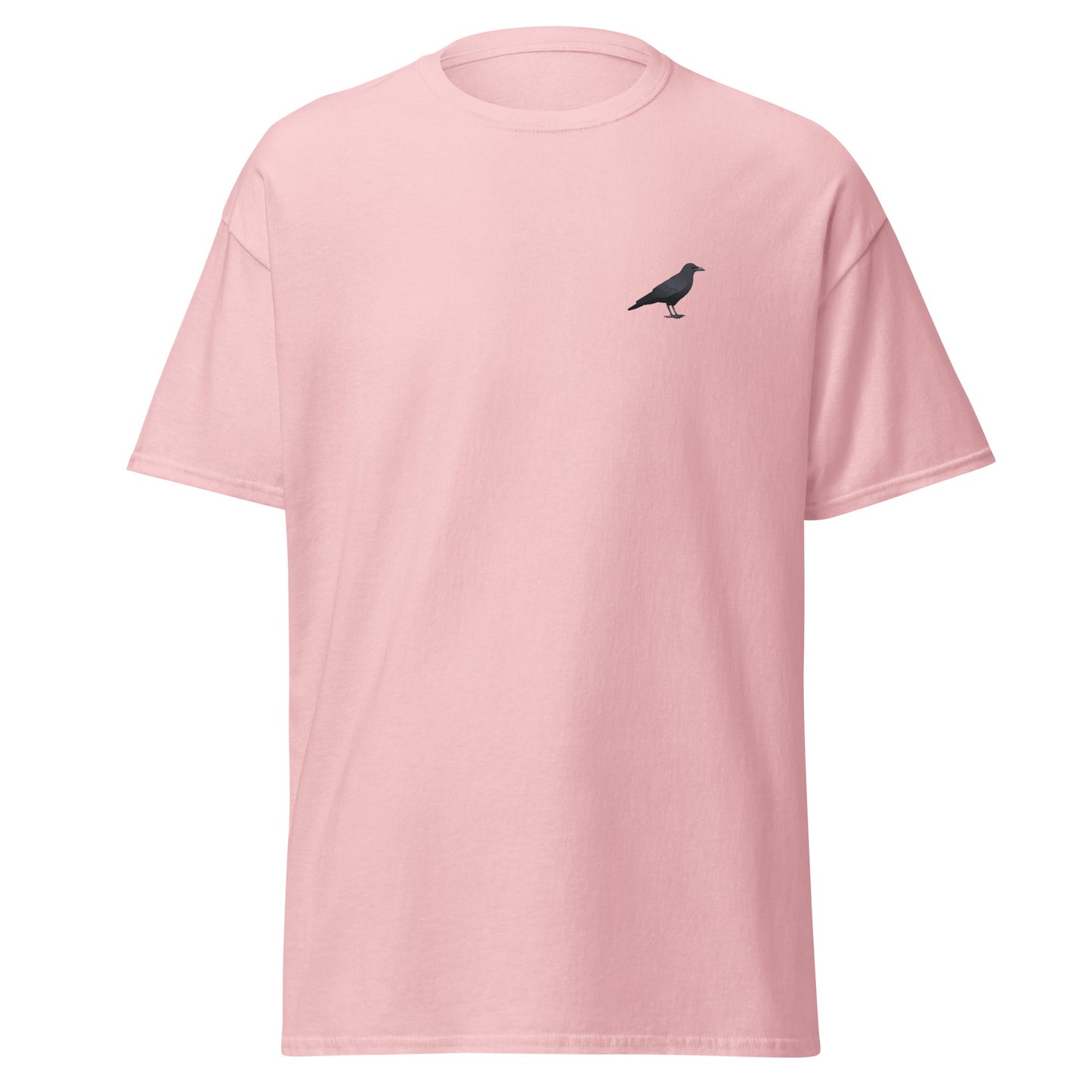Carrion Crow unisex bird T-shirt in Light Pink