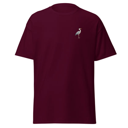 Heron unisex bird T-shirt in Maroon