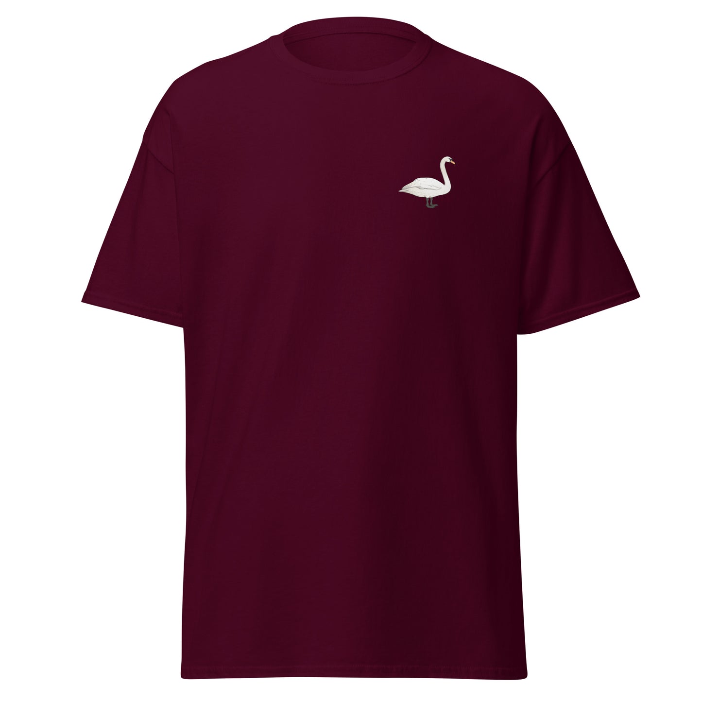 Mute Swan unisex bird T-shirt in Maroon