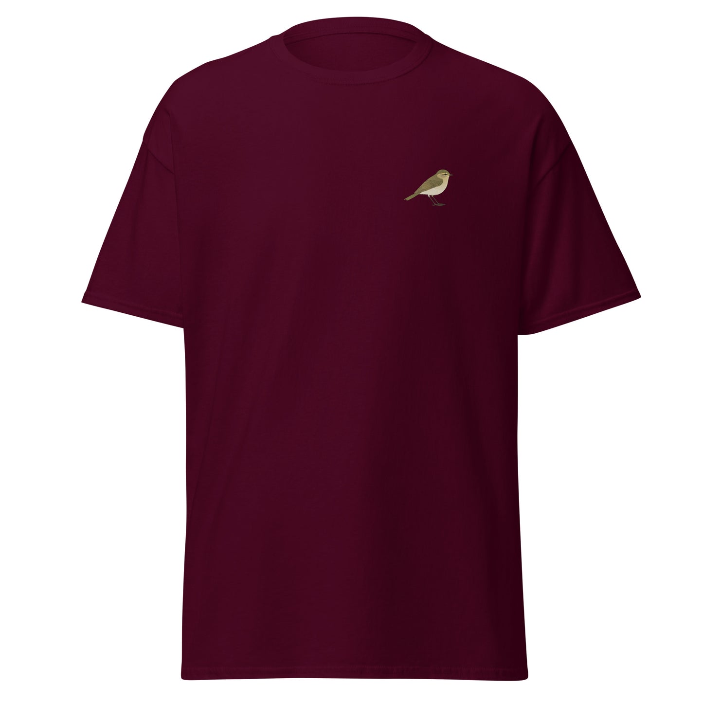 Chiffchaff unisex bird T-shirt in Maroon
