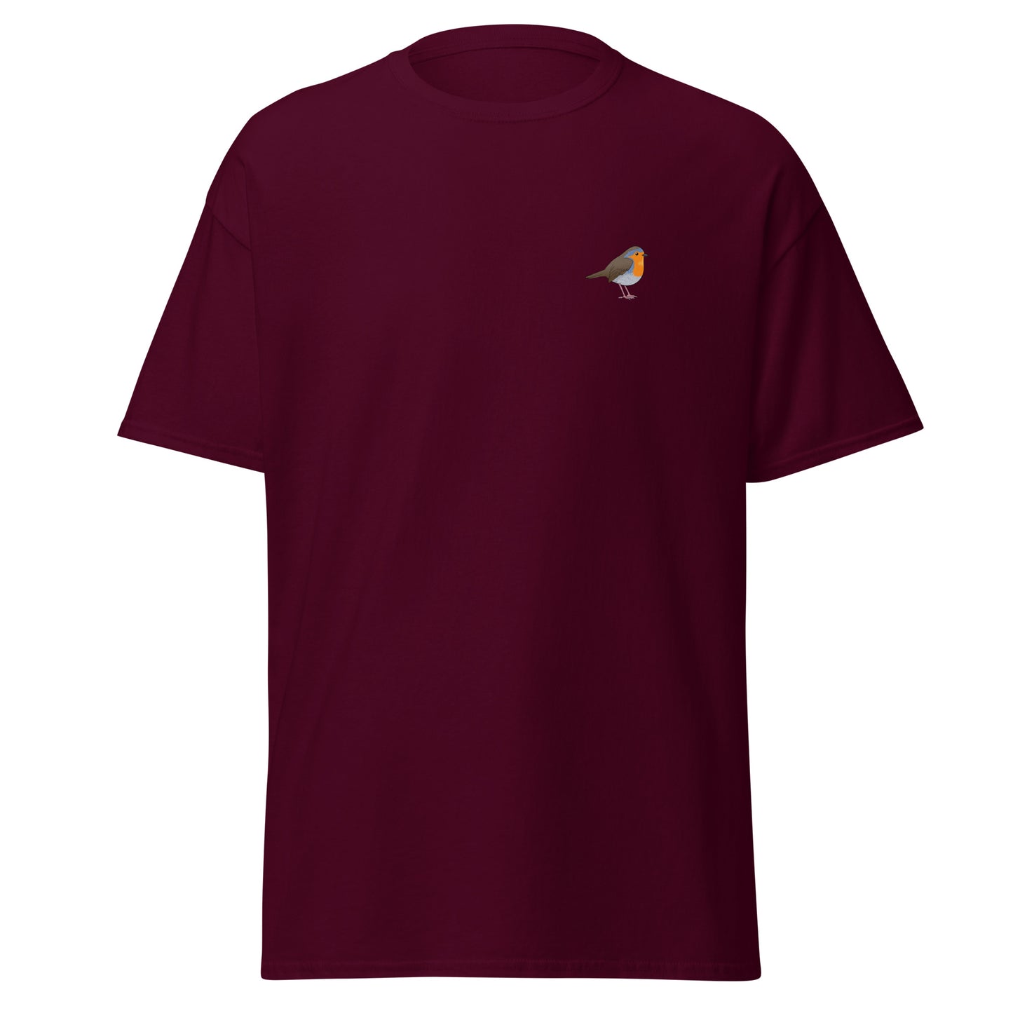 Robin unisex bird T-shirt in Maroon
