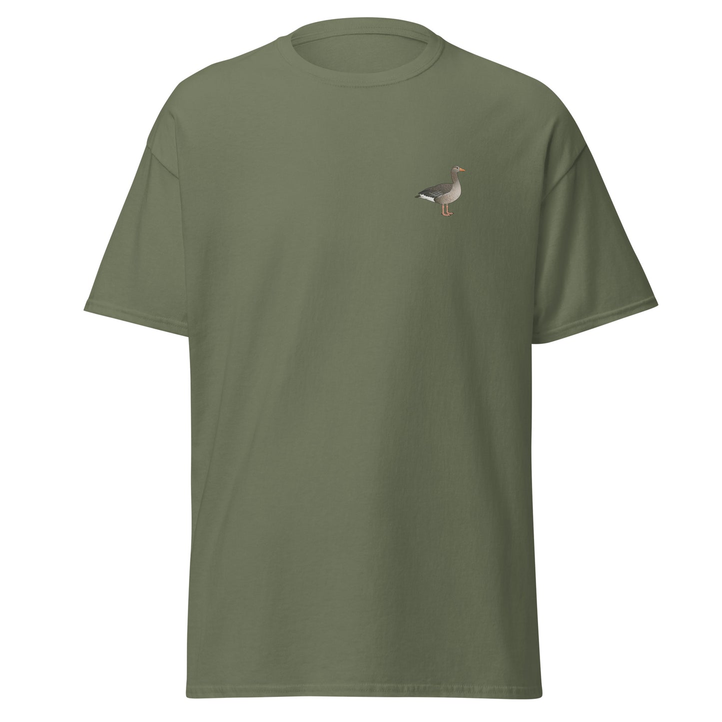 Greylag Goose unisex bird T-shirt in Military Green