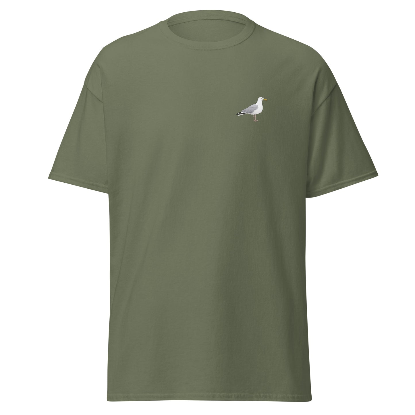Herring Gull unisex bird T-shirt in Military Green
