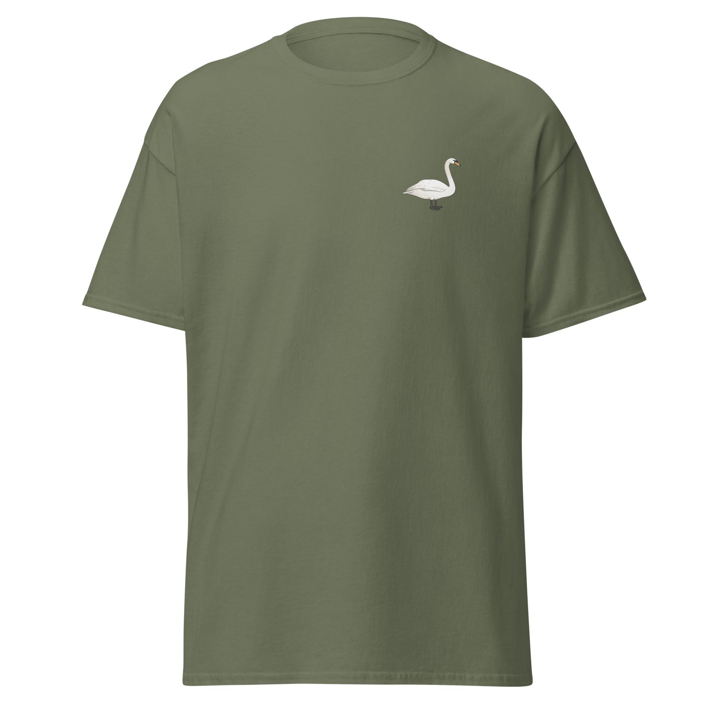 Mute Swan unisex bird T-shirt in Military Green