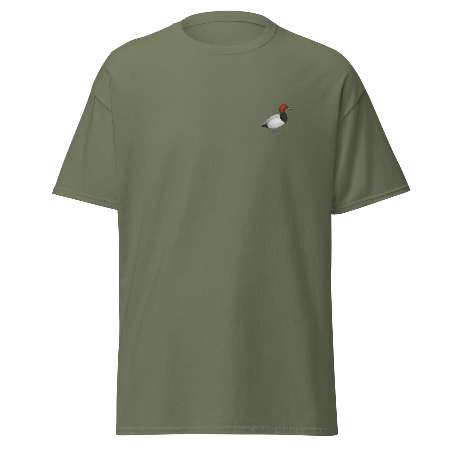 Pochard unisex bird T-shirt in Military Green