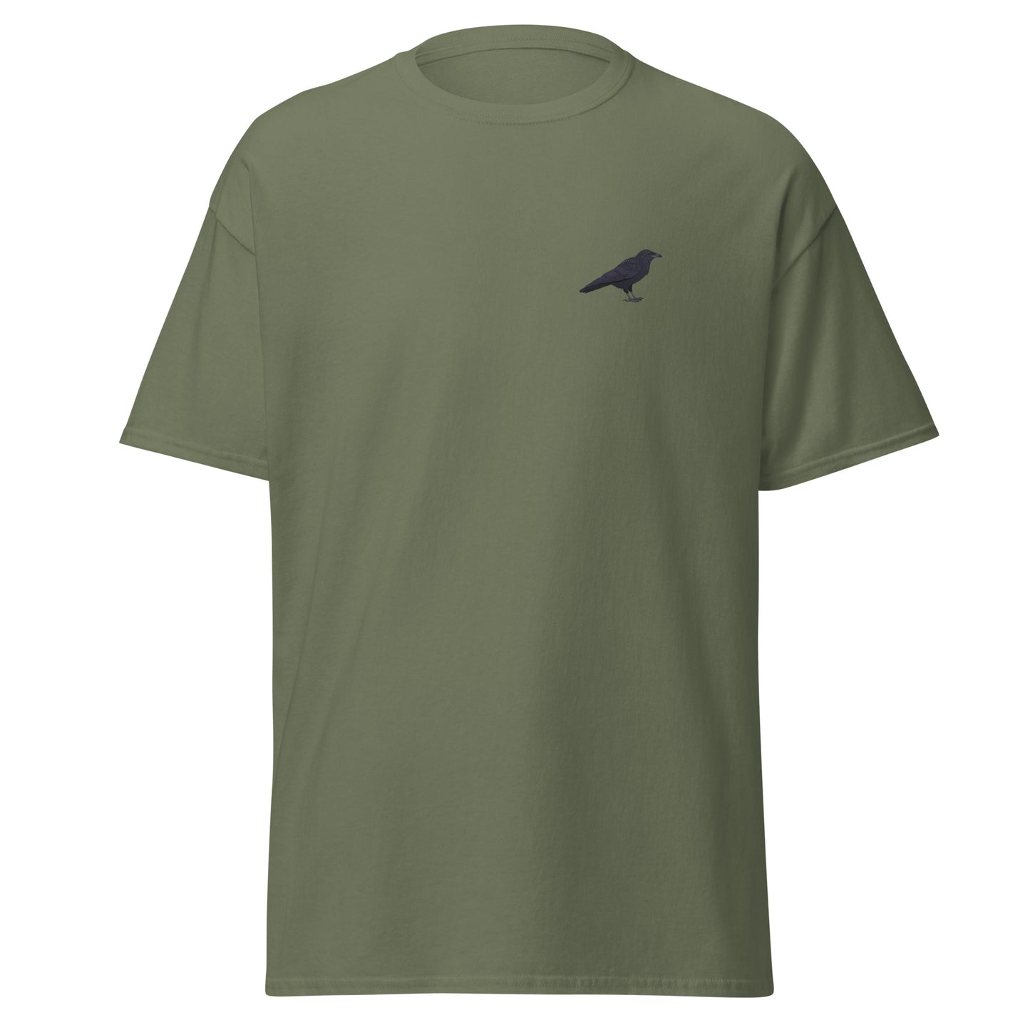 Raven unisex bird T-shirt in Military Green