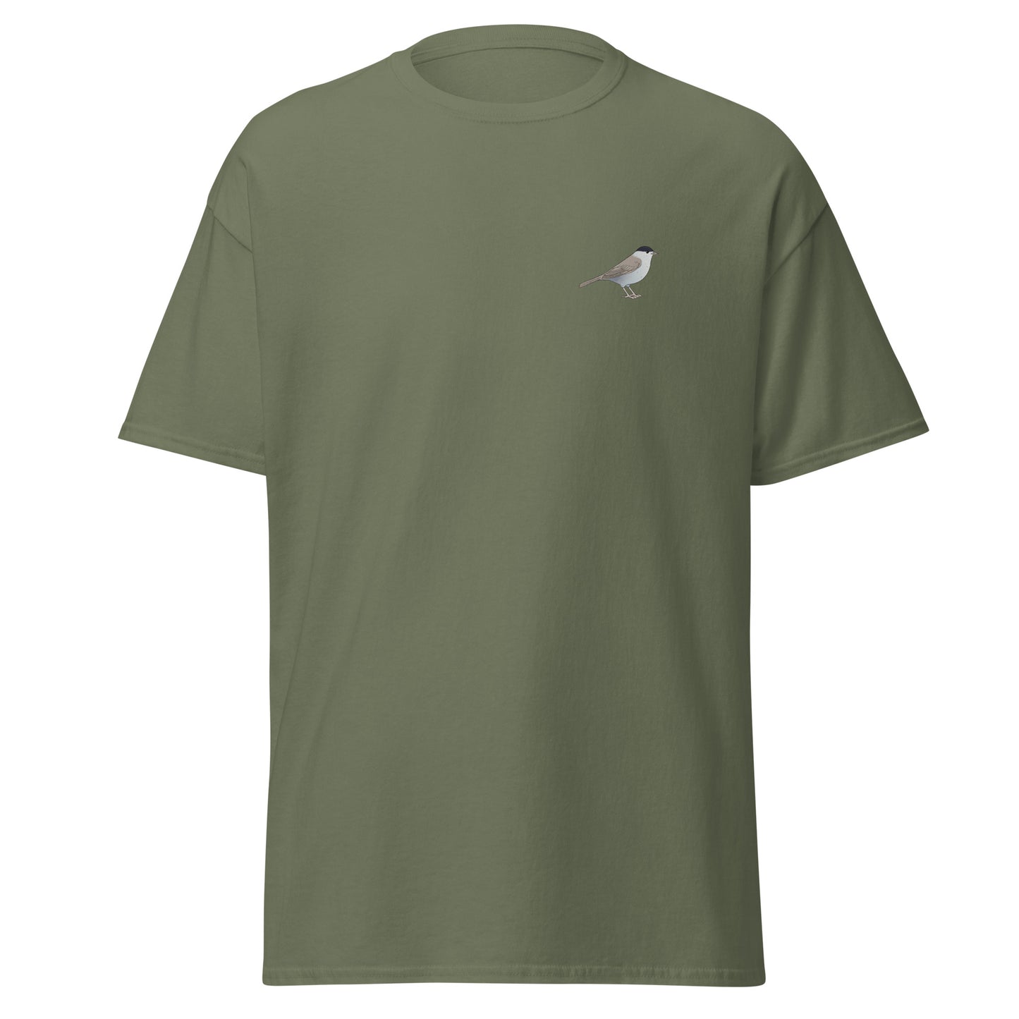 Blackcap unisex bird T-shirt in Military Green