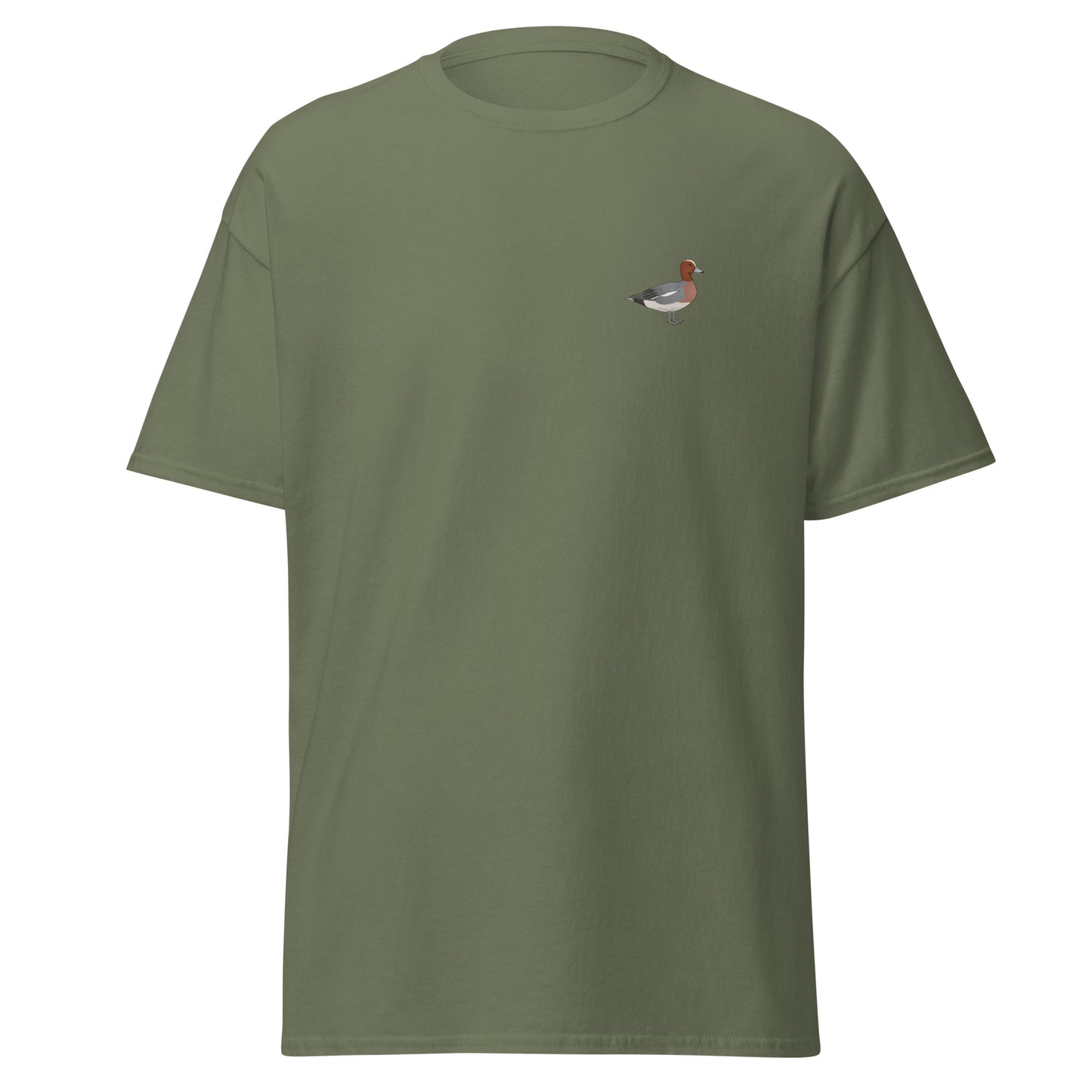 Wigeon unisex bird T-shirt in Military Green
