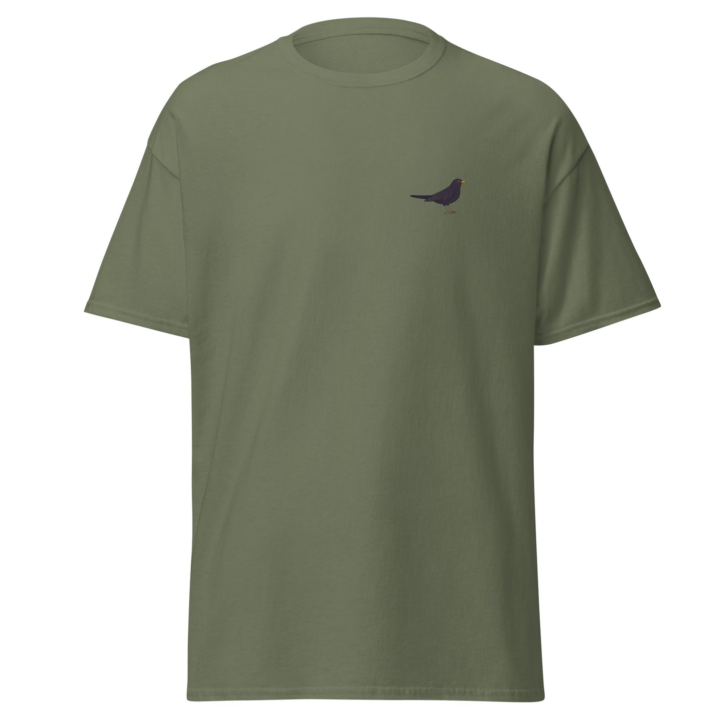 Blackbird unisex bird T-shirt in Military Green
