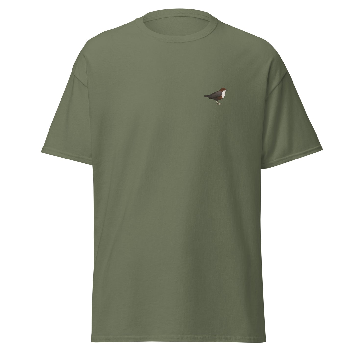 White-throated Dipper unisex bird T-shirt in Military Green