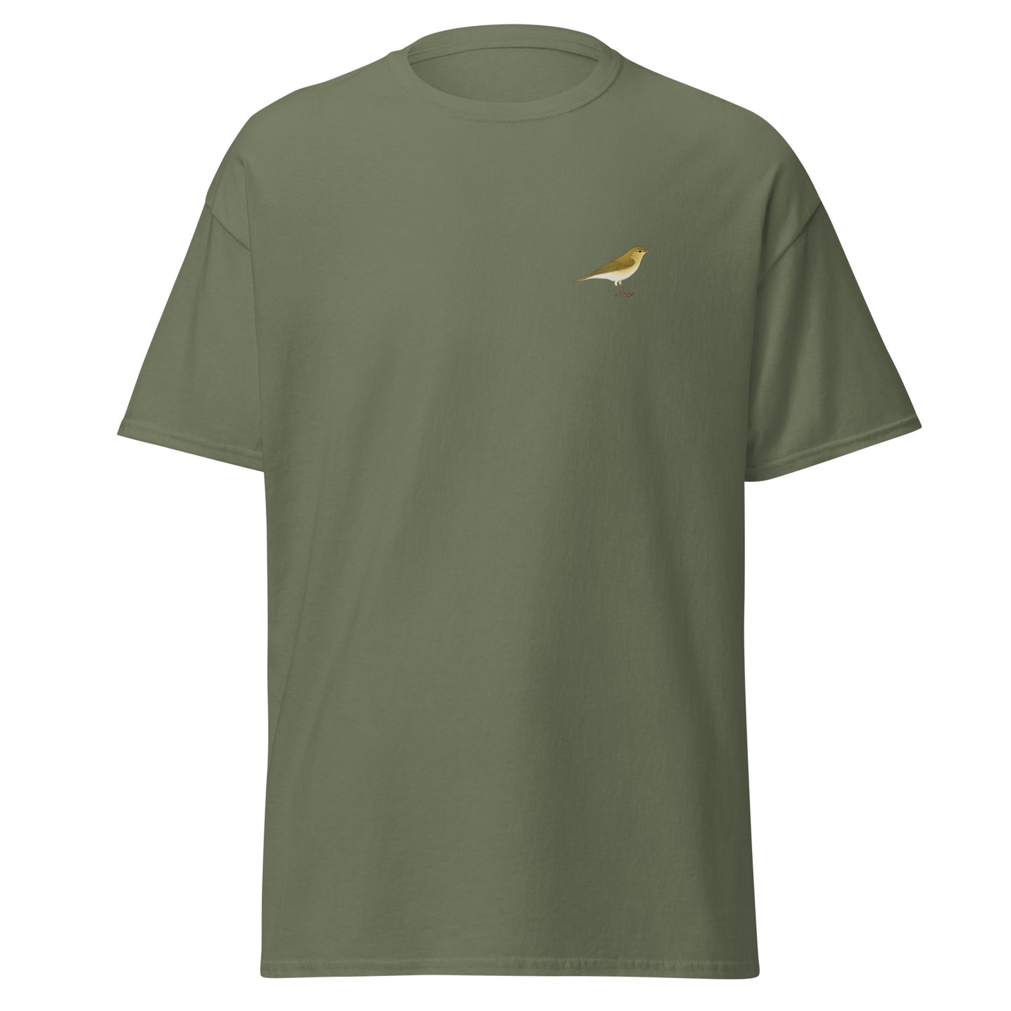 Willow Warbler unisex bird T-shirt in Military Green