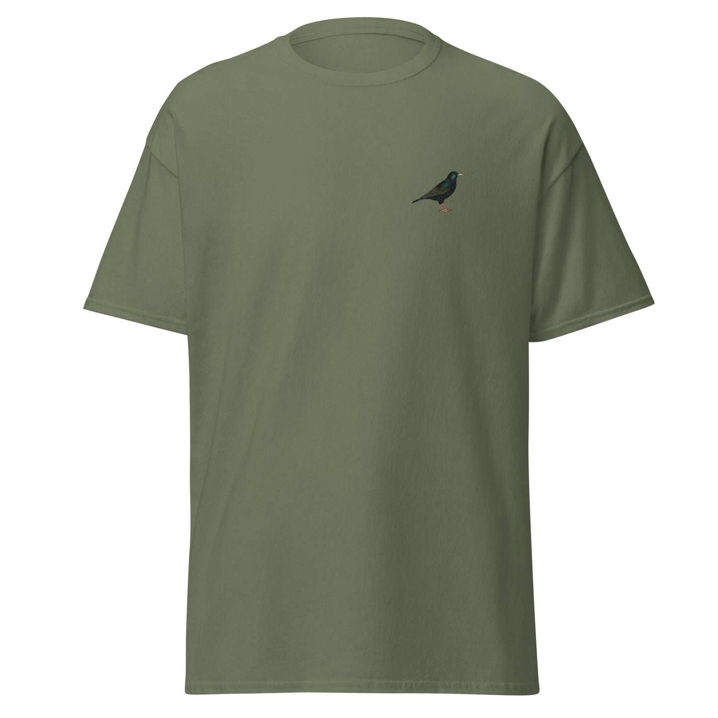 Starling unisex bird T-shirt in Military Green