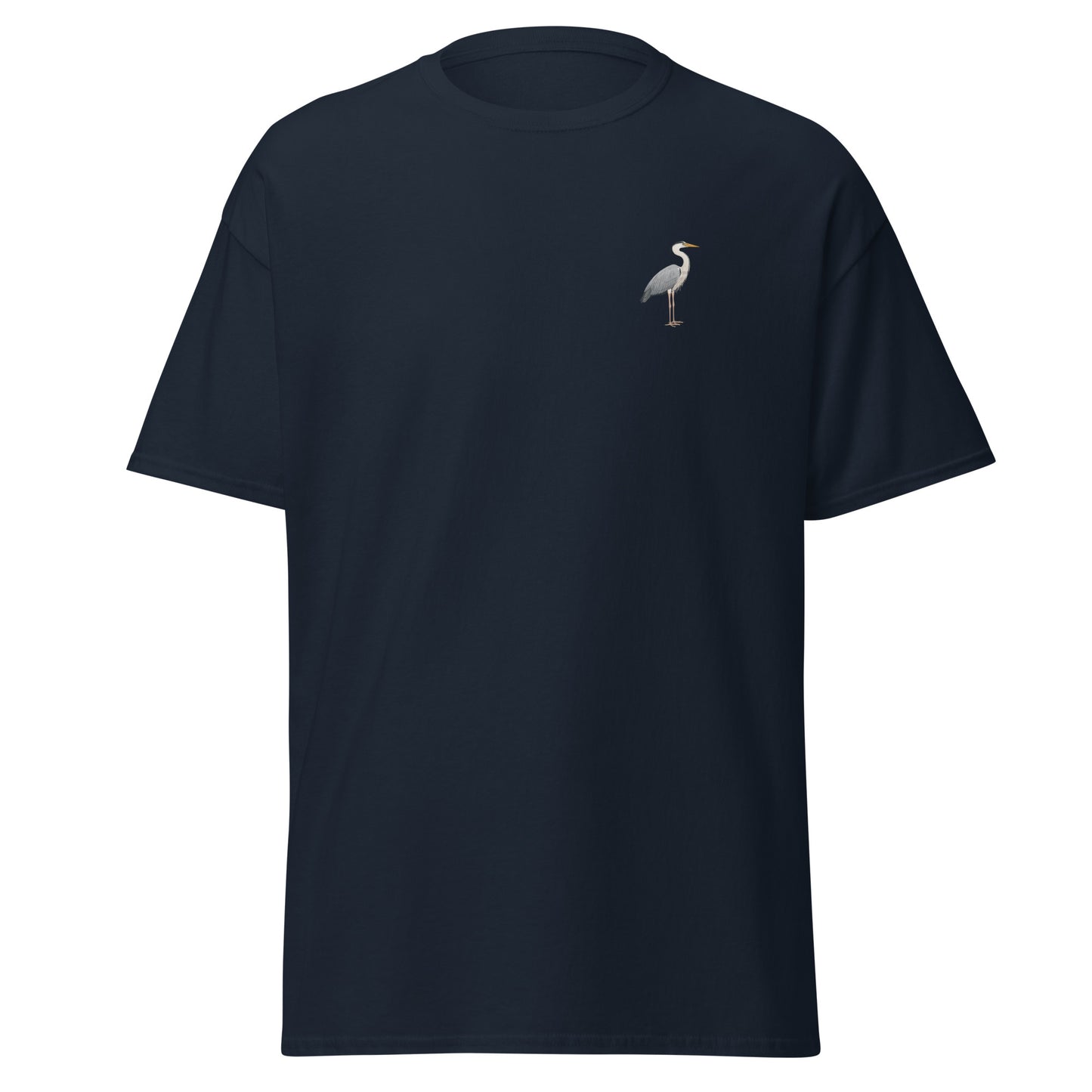 Heron unisex bird T-shirt in Navy