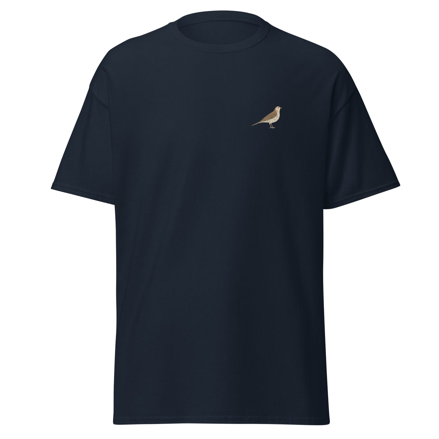Mistle Thrush unisex bird T-shirt in Navy
