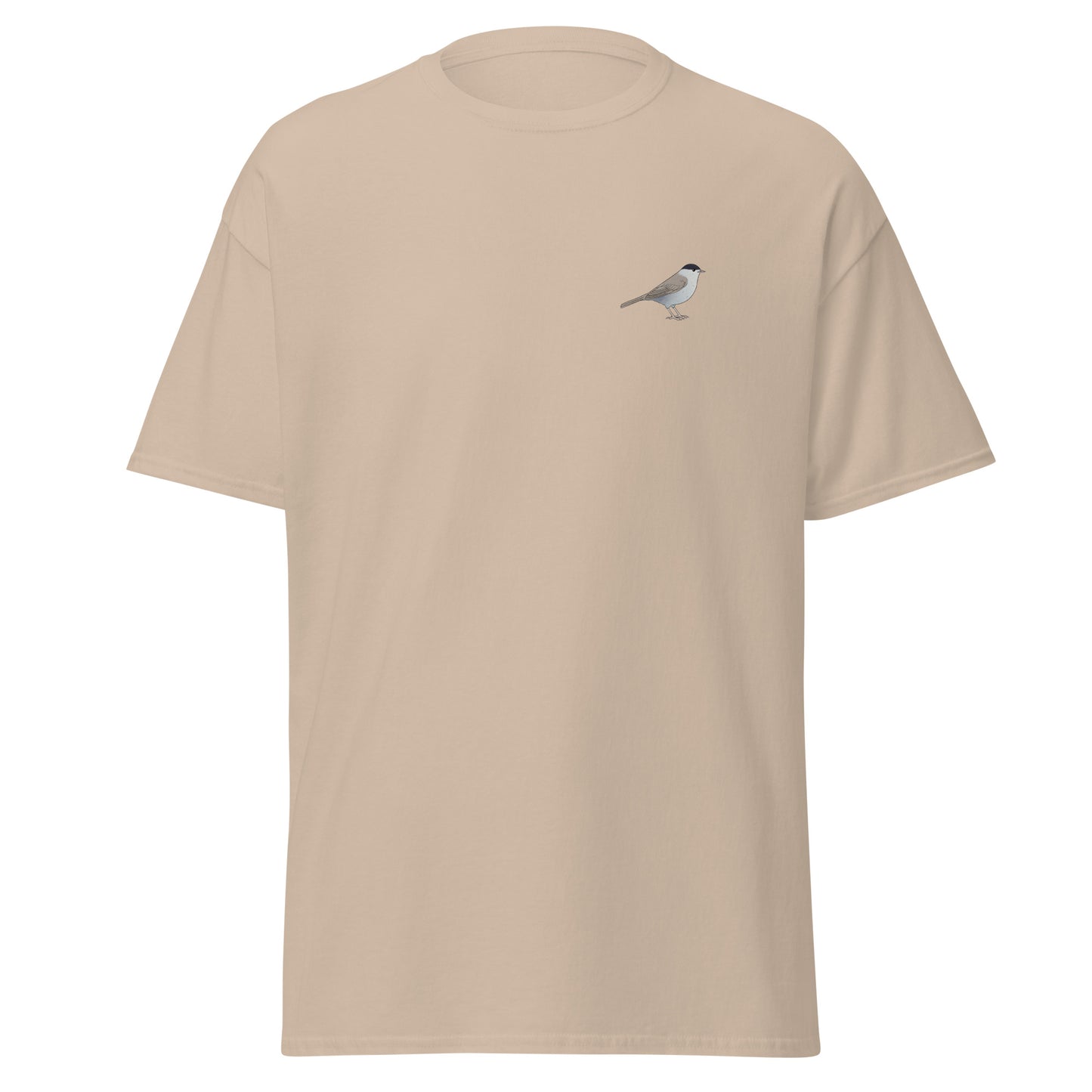 Blackcap unisex bird T-shirt in Sand
