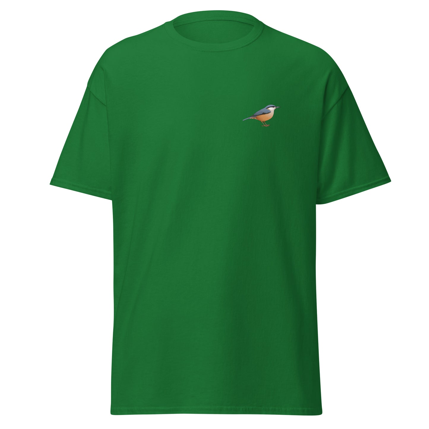 Nuthatch unisex bird T-shirt in Turf Green